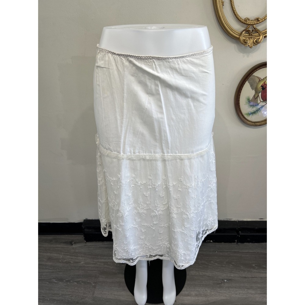 Vintage Ivory Lace Trim Slip Skirt Size Vintage (See Measurements)